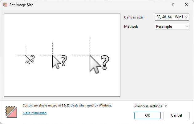 A screenshot of the Set Image Size window with Resample selected. image