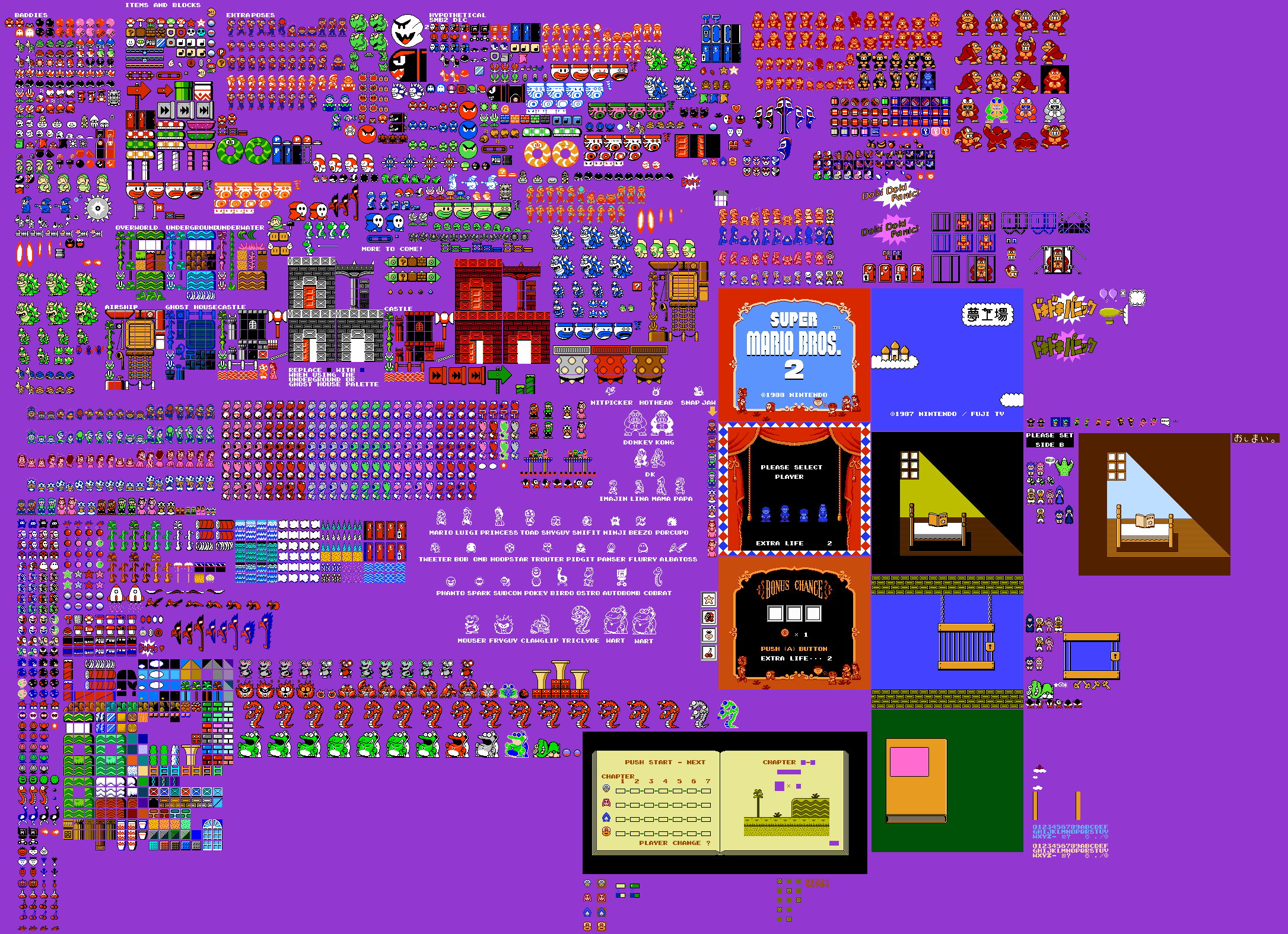 Super Mario Bros 2 Sprites (not complete, due to this being created in 2020 during the pandemic break where kids stay at home for school, because more sprites have been created after this.) image